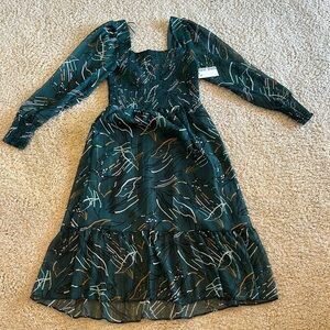 Elegant green Long Sleeve Dress